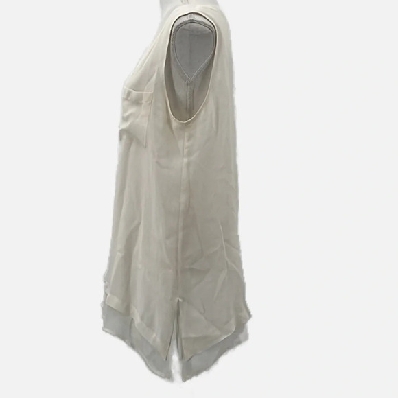 Gold Hawk 100% Silk Georgette Layered Tank Tunic in Ivory - Size Large - Picture 3 of 8